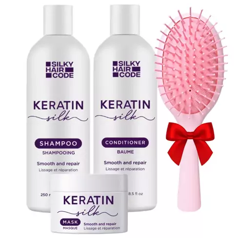Keratin Silk Hair Smoothing Set für geschädigtes Haar + Geschenk