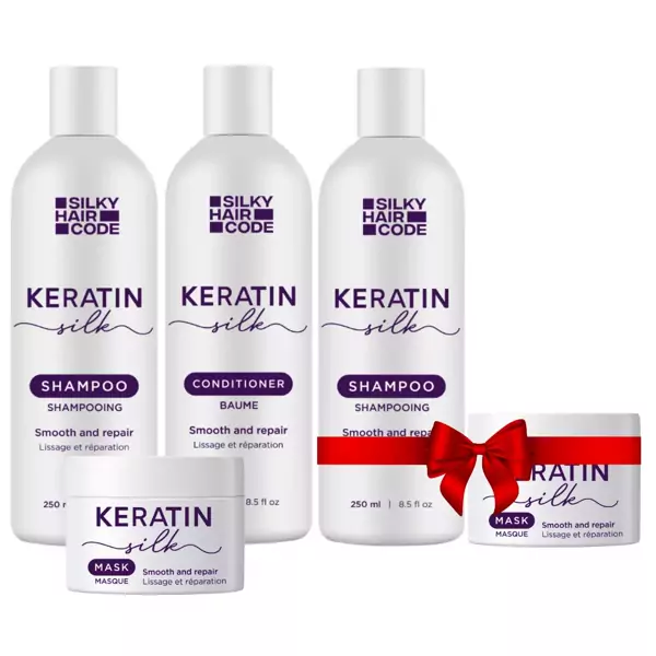 Keratin Silk Hair Smoothing Set für geschädigtes Haar + Ein Set gratis